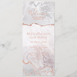 White & Rose Gold Agate Wedding Ceremony Program