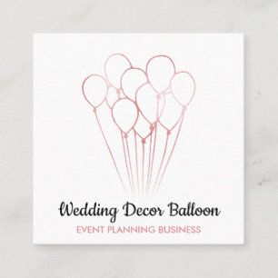 White Rose Gold Balloon Event organization Square Business Card