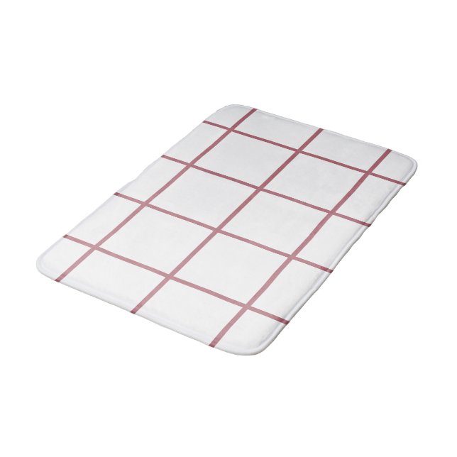 White Rose Gold  Checkered Pattern Bath Mat (Angled)