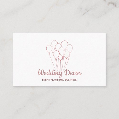 White Rose Gold Event Birthday Party Balloon Business Card