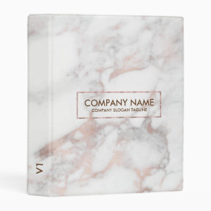 White & Rose-gold Faux Marble Mini Binder