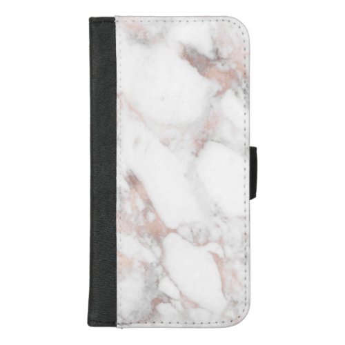 White  Rose_Gold Faux Marble Print iPhone 87 Plus Wallet Case