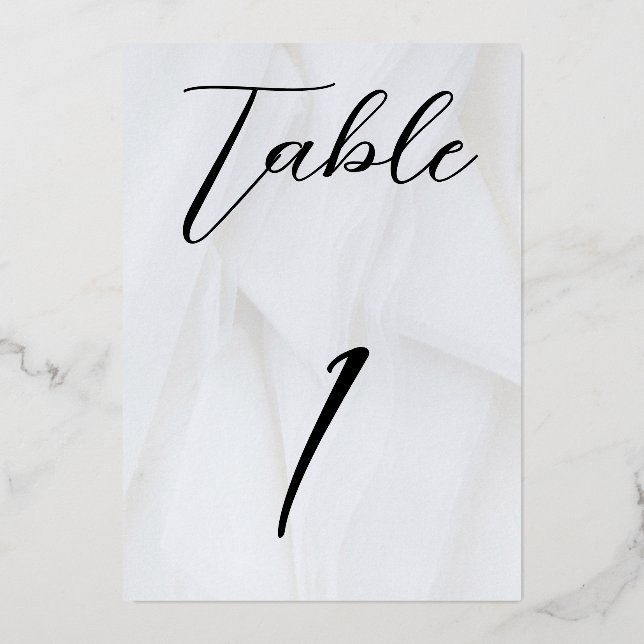 White/Rose Gold Foil Table No. 1 Foil Invitation (Front)