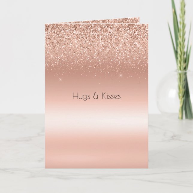 White Rose Gold Glitter Glitzy Sparkle      Card (Front)
