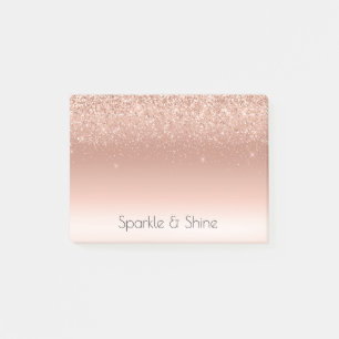 White Rose Gold Glitter Glitzy Sparkle      Post-it Notes