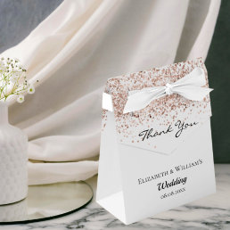 White rose gold glitter sparkles thank you wedding favor boxes