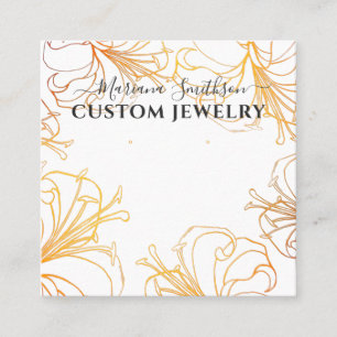 White Rose Gold Lilies Large Earrings Display Card