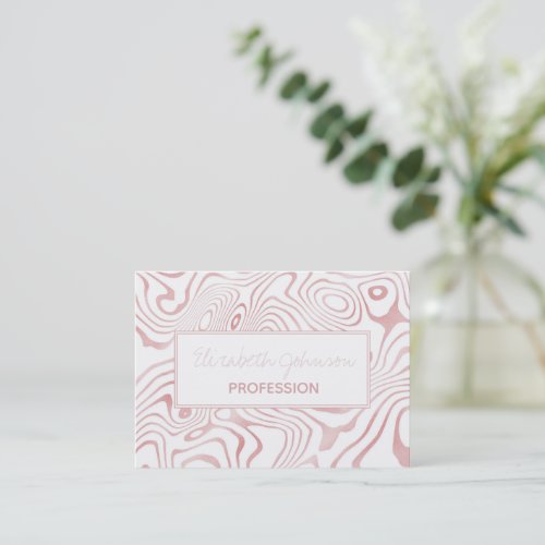 White Rose Gold liquid swirl Abstract Design Business Card