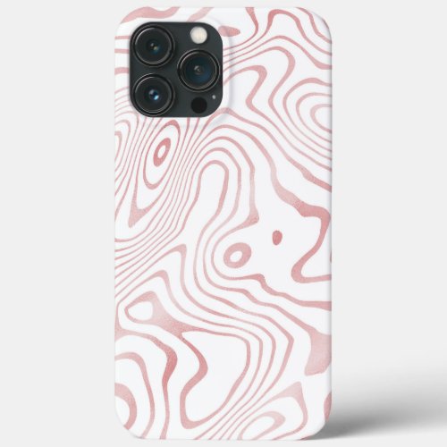 White Rose Gold liquid swirl Abstract Design iPhone 13 Pro Max Case