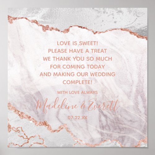 White  Rose Gold Love is Sweet Treat Table Sign