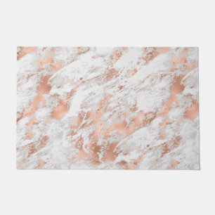 White & Rose Gold Marble 3 Doormat