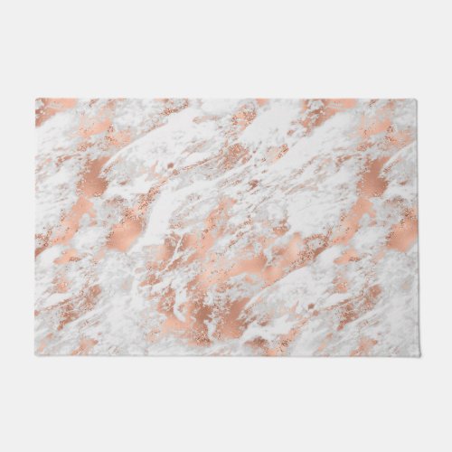 White  Rose Gold Marble 3 Doormat