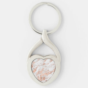 White & Rose Gold Marble 3 Keychain