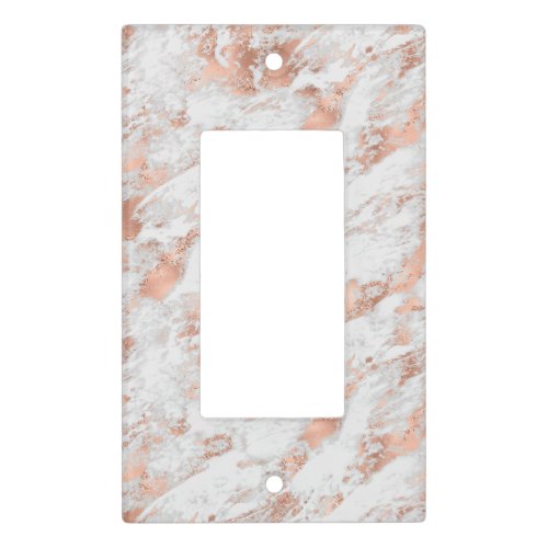 White  Rose Gold Marble 3 Light Switch Cover