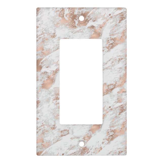 White & Rose Gold Marble 3 Light Switch Cover (Front)