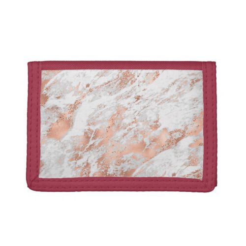 White  Rose Gold Marble 3 Trifold Wallet