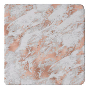 White & Rose Gold Marble 3 Trivet