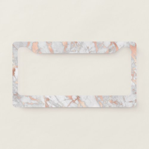 White  Rose Gold Marble License Plate Frame