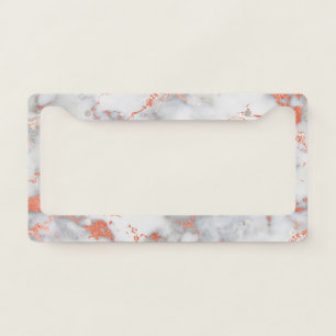 White & Rose Gold Marble License Plate Frame Vs 2
