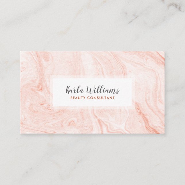 White Rose-Gold Marble Swirls Business Card (Front)