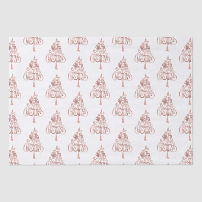 White Rose Gold Merry Christmas Tree Tissue Paper (Front)