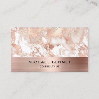 White Rose Gold Metallic Marble Consultant Busines