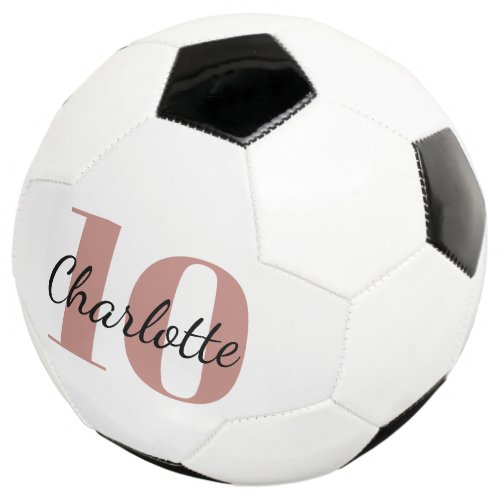 White rose gold monogram initials name number soccer ball