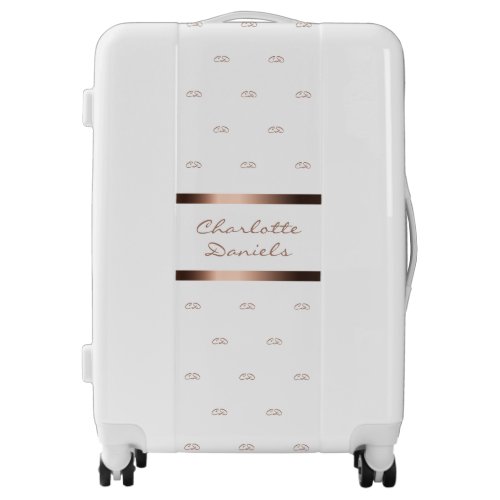 White rose gold monogram modern elegant name luggage