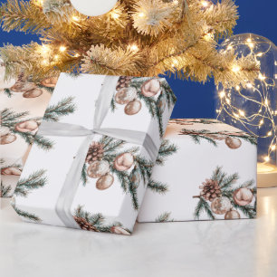 White Rose Gold Ornaments Christmas Wrapping Paper