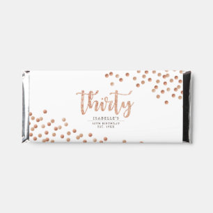 White & Rose Gold Polka Dot 30th Birthday Hershey Bar Favors