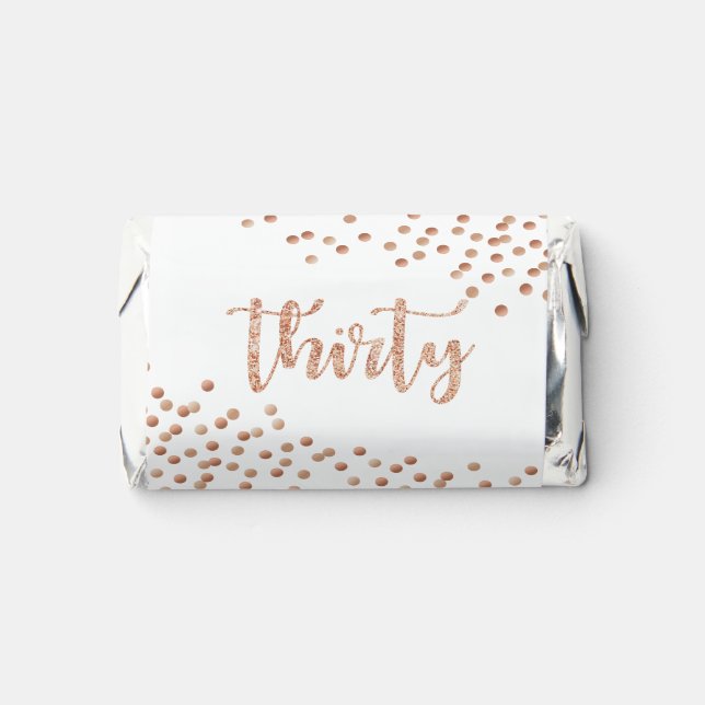White & Rose Gold Polka Dot 30th Birthday  Hershey's Miniatures (Front)