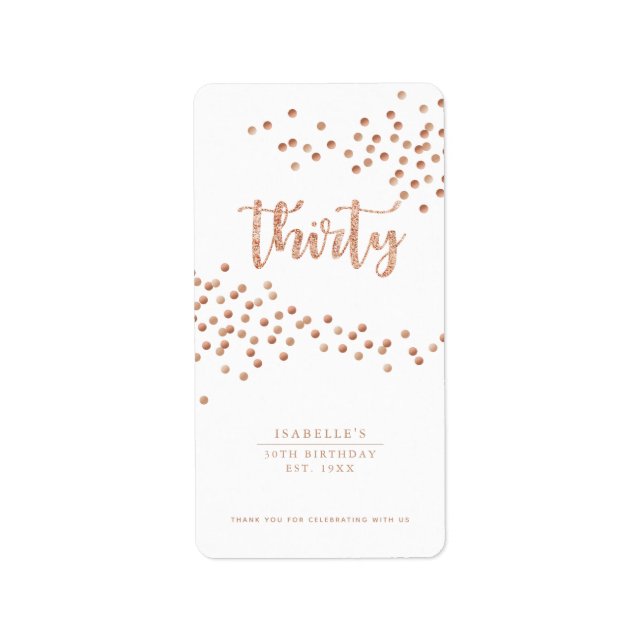 White & Rose Gold Polka Dot Custom Favor Label (Front)