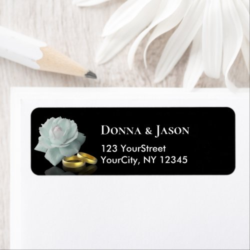 White Rose Gold Rings Noble Wedding Return Address Label