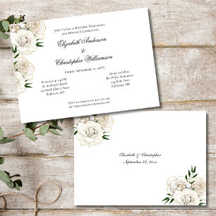 White Rose Gold Trim Elegant Wedding Rehearsal Invitation