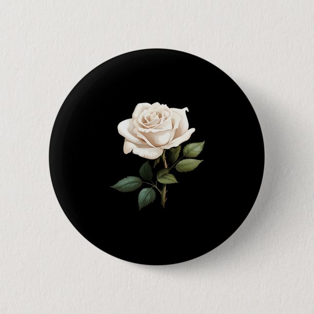 White Rose Graphic  Button (Front)