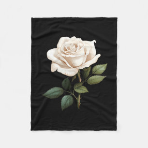White Rose Graphic  Fleece Blanket