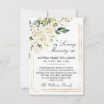 White Rose & Green Leaves Sympathy Memory Thank You Card