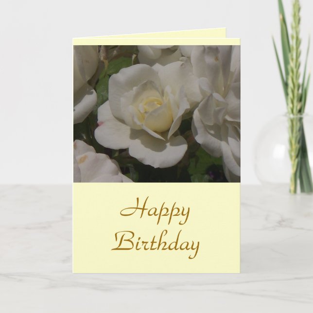 White Rose, Happy Birthday Card (Front)