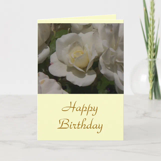 White Rose Happy Birthday Card | Zazzlecom