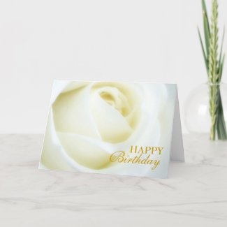White Rose Happy Birthday Card