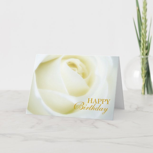 White Rose Happy Birthday Card (Front)