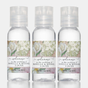 White Rose Hydrangea Floral Dusty Pink Wedding Hand Sanitizer