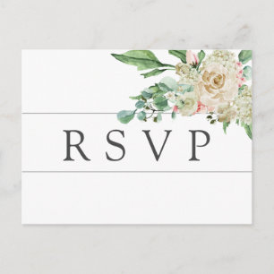 White Rose Hydrangea RSVP Postcard Meal Choice