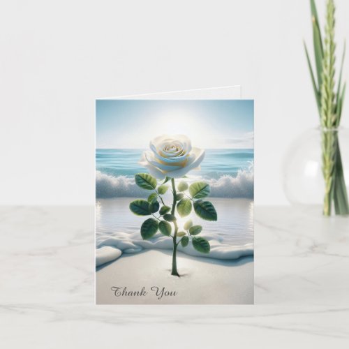White Rose In Beach Sand Card