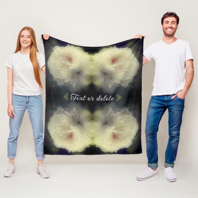 White Rose In Full Bloom Abstract Personalized Fleece Blanket (In Situ)