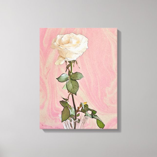 White Rose In Vase - Canvas Print (Front)