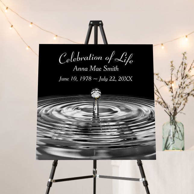 White Rose In Water Droplet Foam Board (In Situ (Stand))