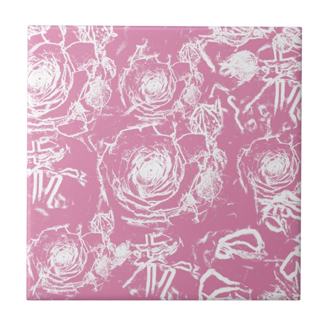 White Rose Lace Ceramic Tile (Front)