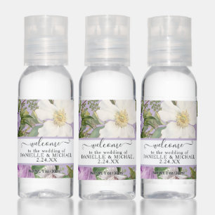 White Rose Lavender Purple Floral Vintage Wedding Hand Sanitizer