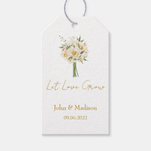 White Rose Let love grow wedding seed Gift Tags
